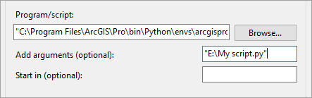 Scheduling python.exe with script as argument