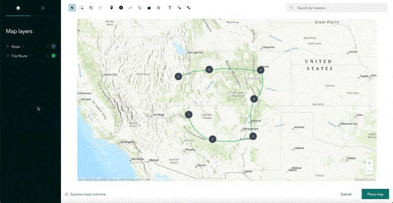 Changing colors of express map features