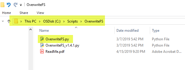Create a copy of the script and name it “OverwriteFS”.