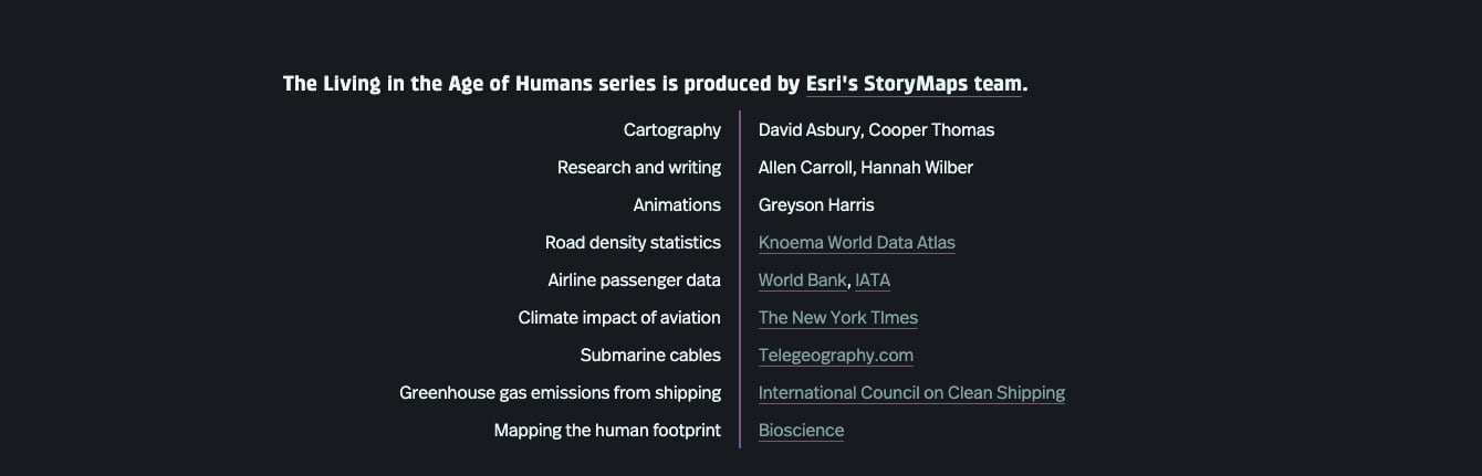 Screenshot of a credits section at the end of a story Screenshot of a credits section at the end of a story