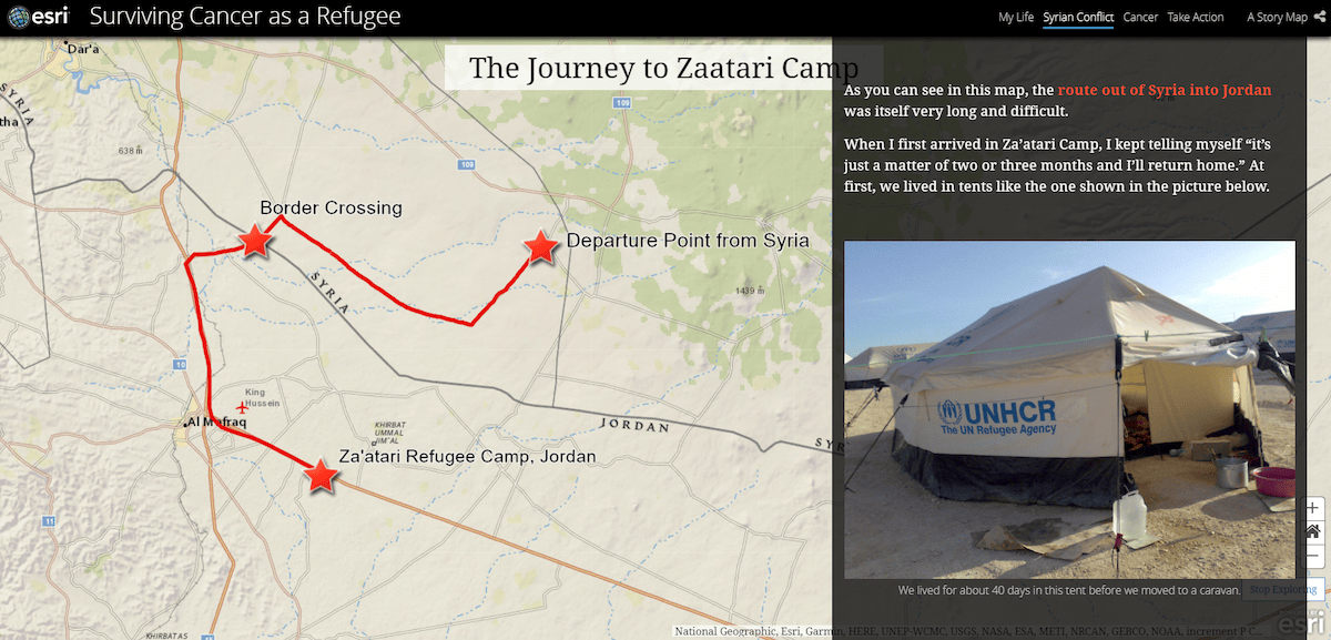 One of the maps in Yusuf's story, showing his journey fleeing Syria