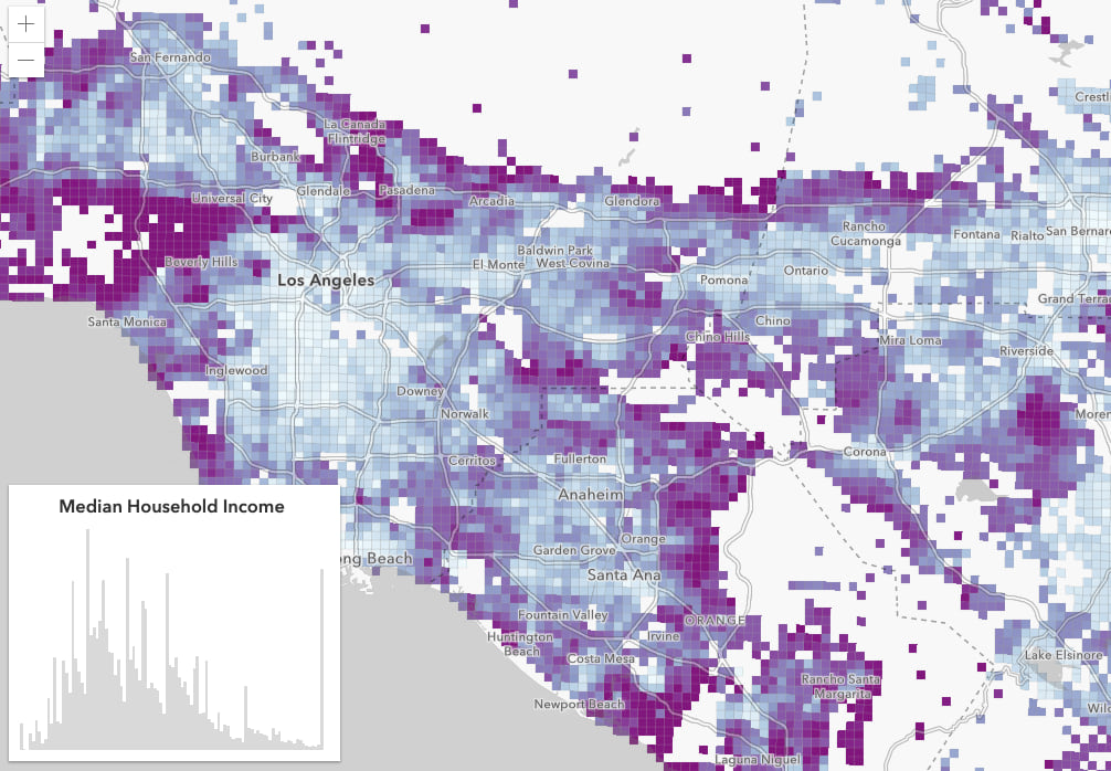 Map with histogram