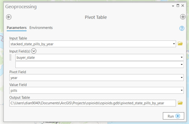Geoprocessing tool dialog box. Geoprocessing tool dialog box.