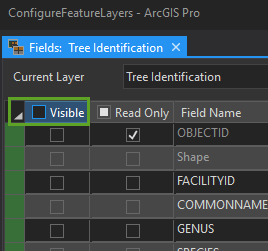 Set layer field visibility