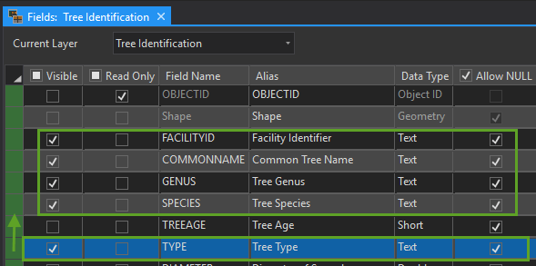 Configure layer fields