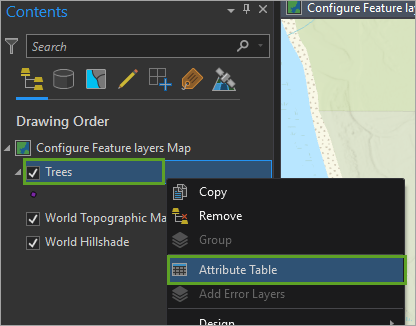 View layer attribute table