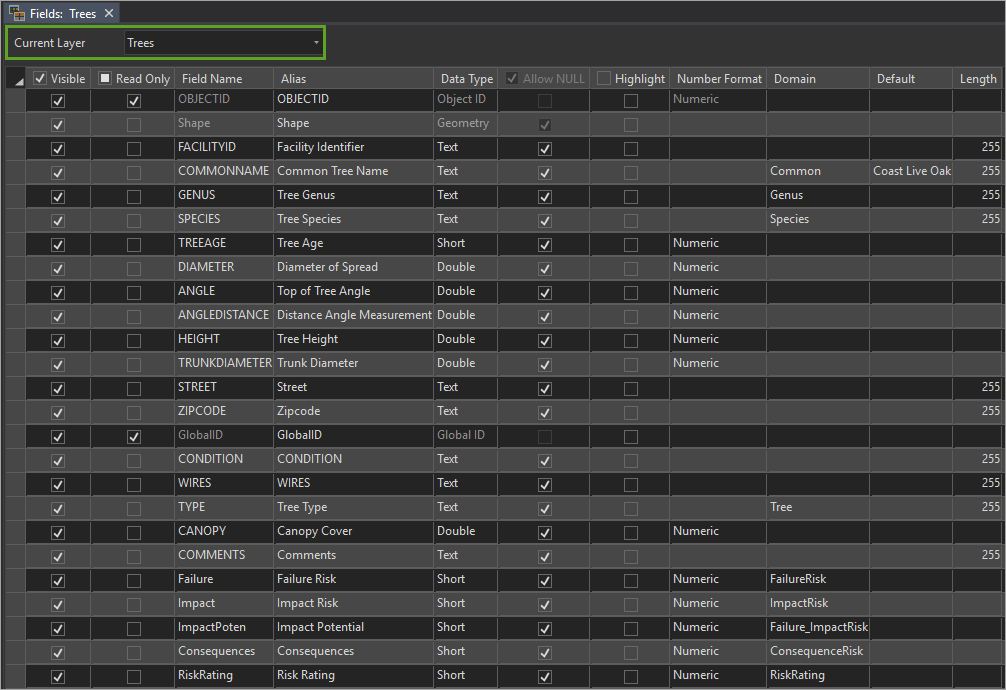 Display layer fields