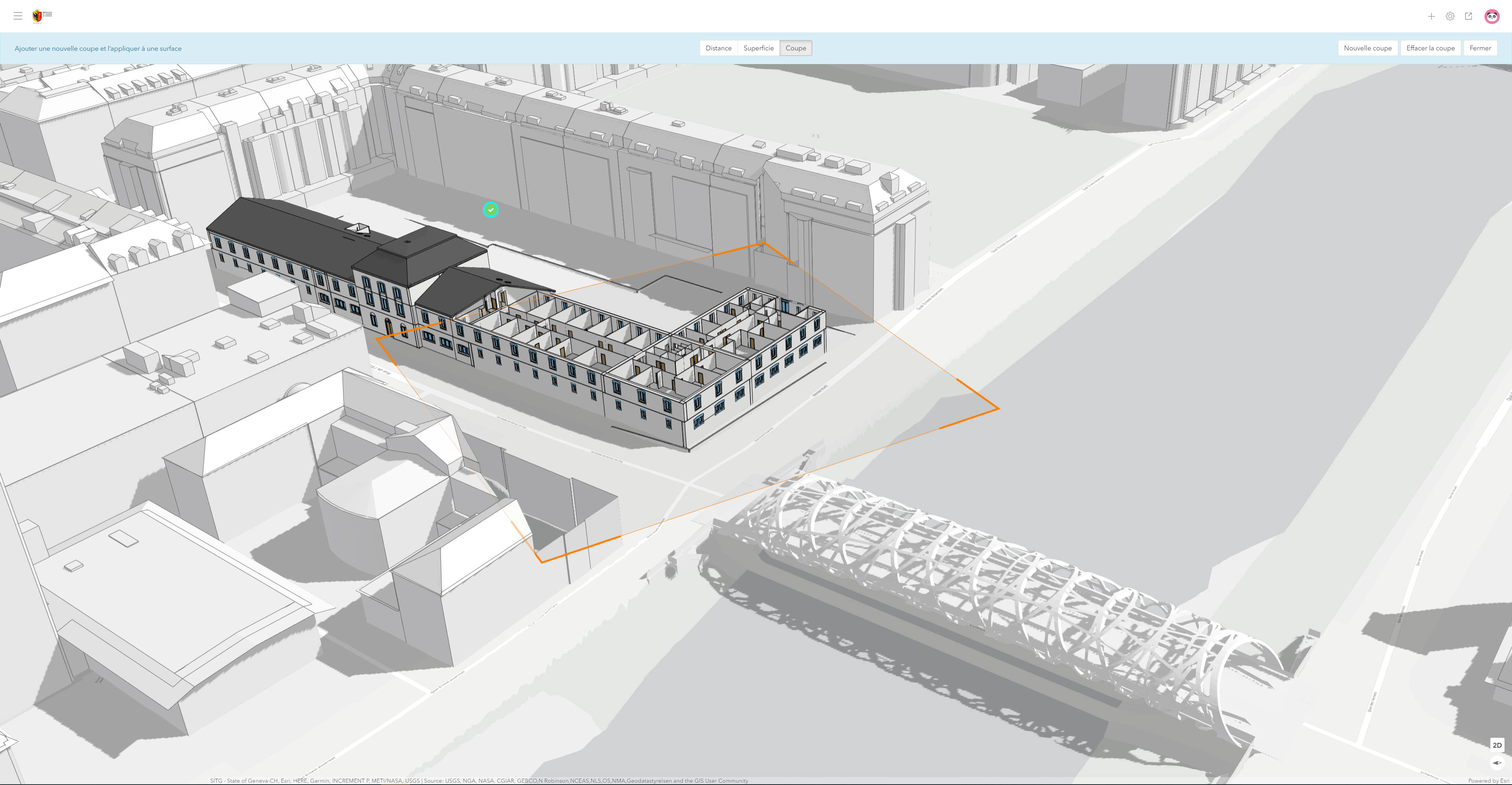 Detailed model of a bridge and the city’s ancient Arsenal building visualized in Urban.