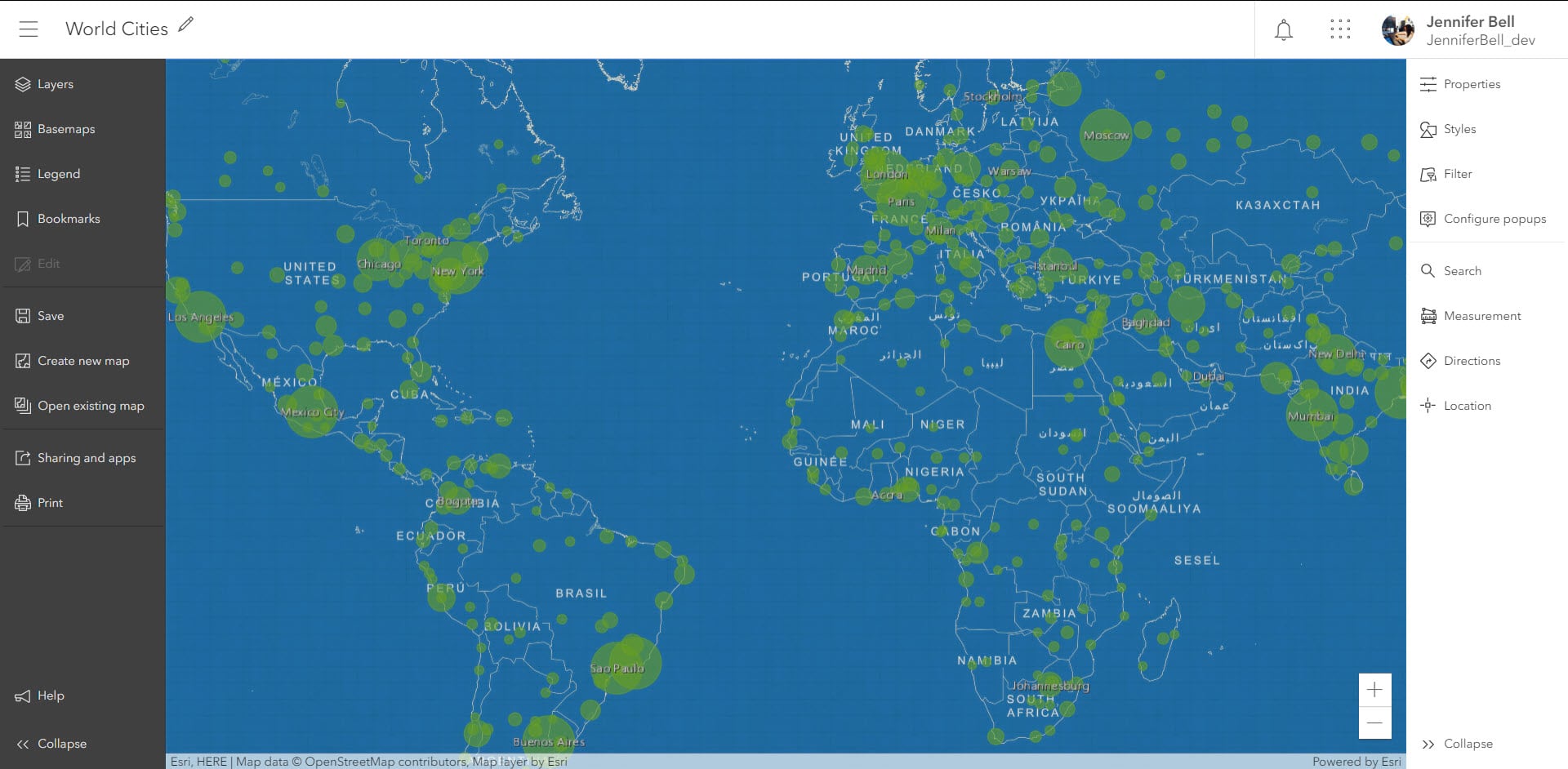 Map showcasing Map Viewer interface