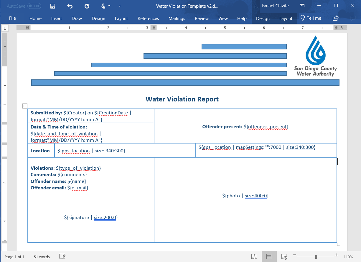Survey123 Report Template Example
