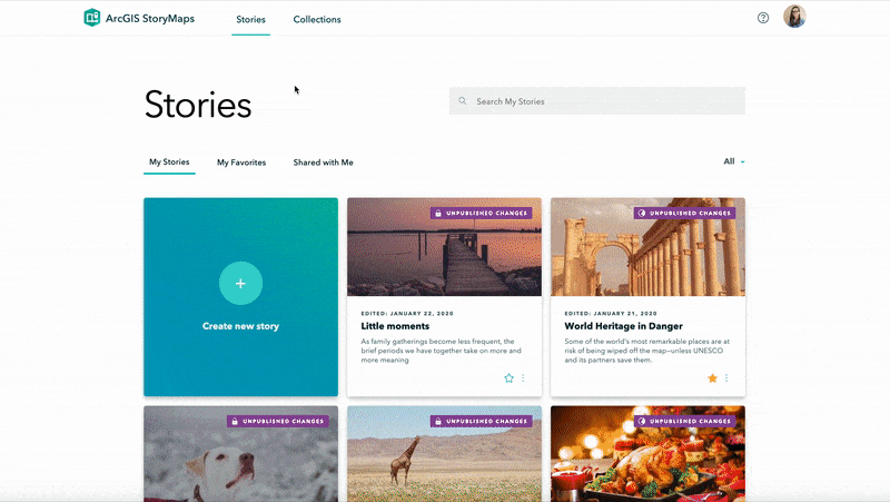 A story author navigates to Collections from Stories A story author navigates to Collections from Stories