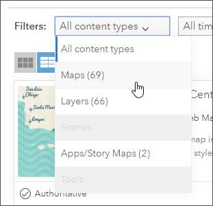 Maps content filter