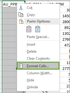 Format columns