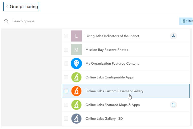 Select basemap gallery group