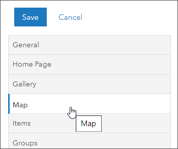 Settings Map tab