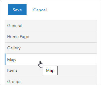 Settings Map tab Settings Map tab