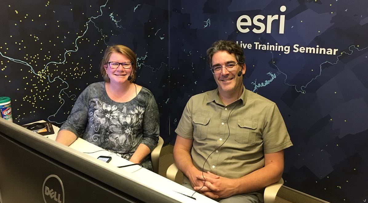 ArcGIS QuickCapture Live Training Seminar Danielle Hopkins and Ismael Chivite at the Esri Studio