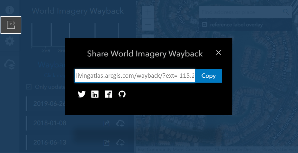 Wayback app sharing dialogue