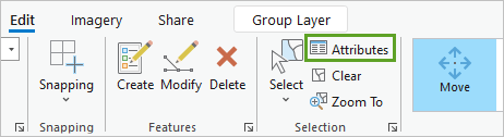 Attributes button on the ribbon Attributes button on the ribbon
