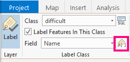 Label expression button on the ribbon