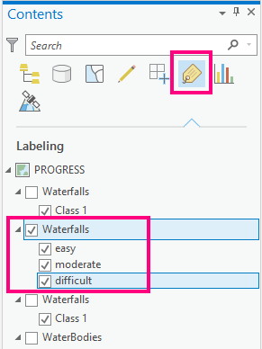 Label classes on the labeling view of the Contents pane