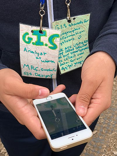 Student collects GIS data with a phone