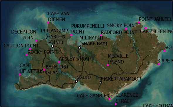 Melville Island with default labels