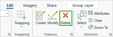 Delete button on the ribbon