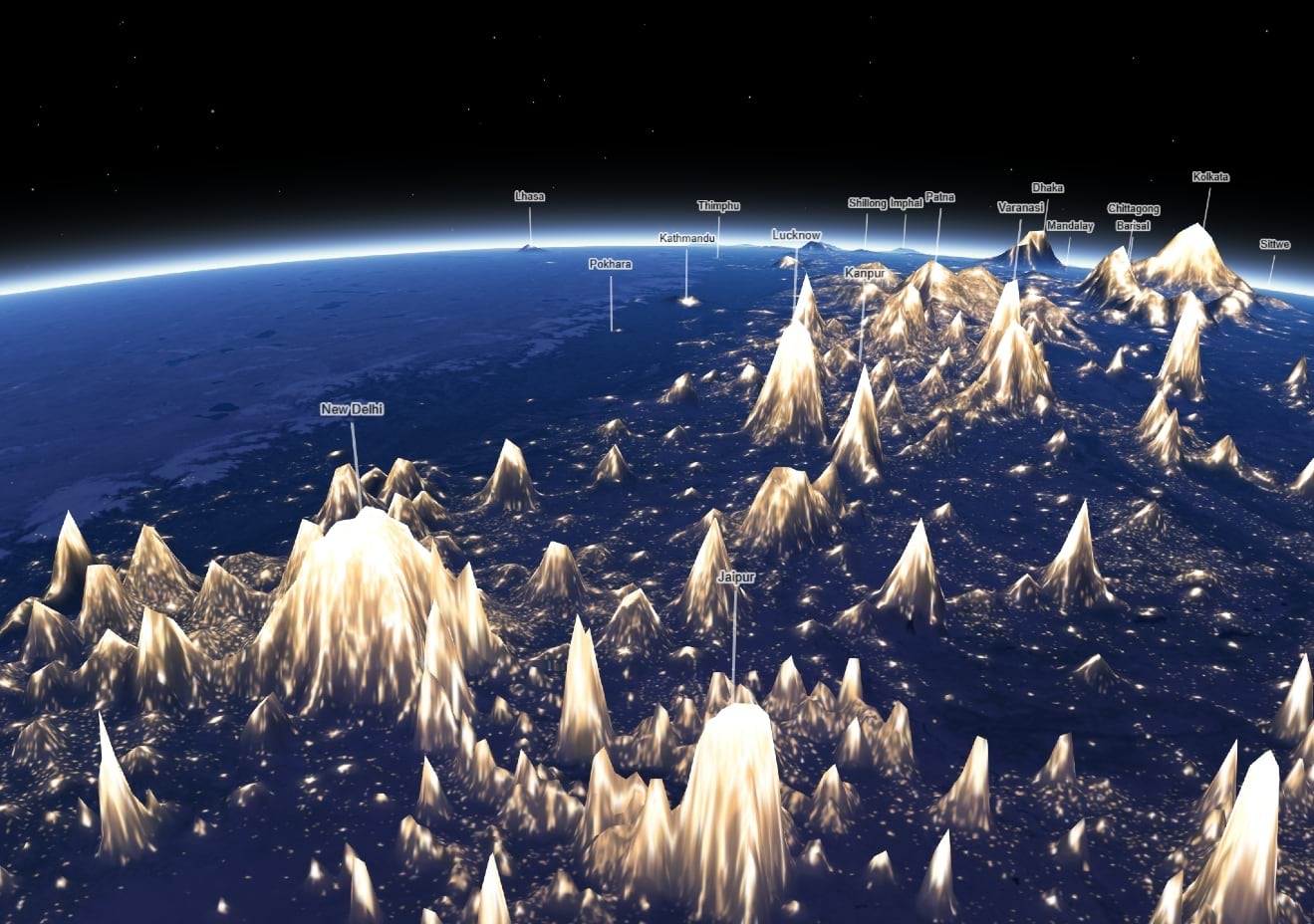 3D map of light pollution 3D map of light pollution