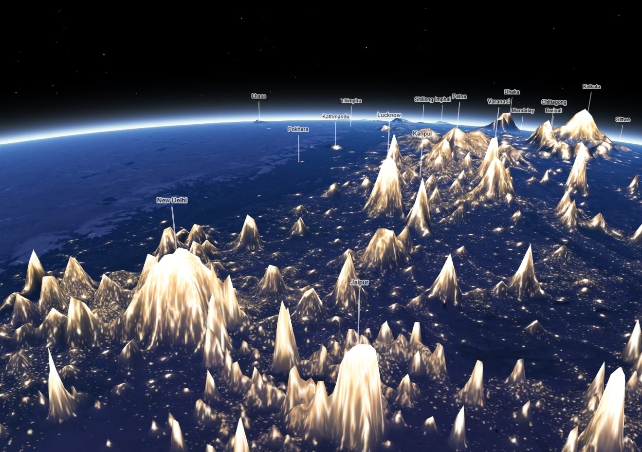 3D map of light pollution