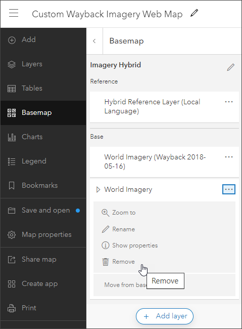 Remove basemap layer