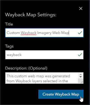 Wayback map settings