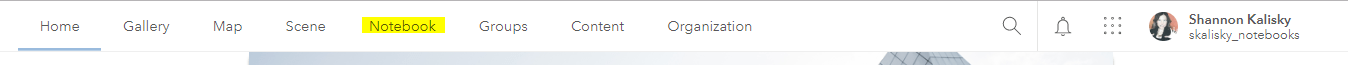 ArcGIS Online top navigation ArcGIS Online top navigation