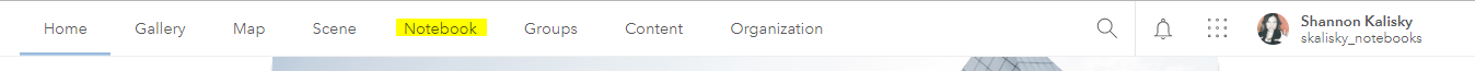 ArcGIS Online top navigation