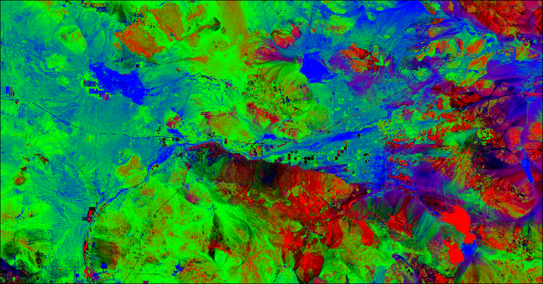Linear spectral unmixing results for Barstow, CA Linear spectral unmixing results for Barstow, CA