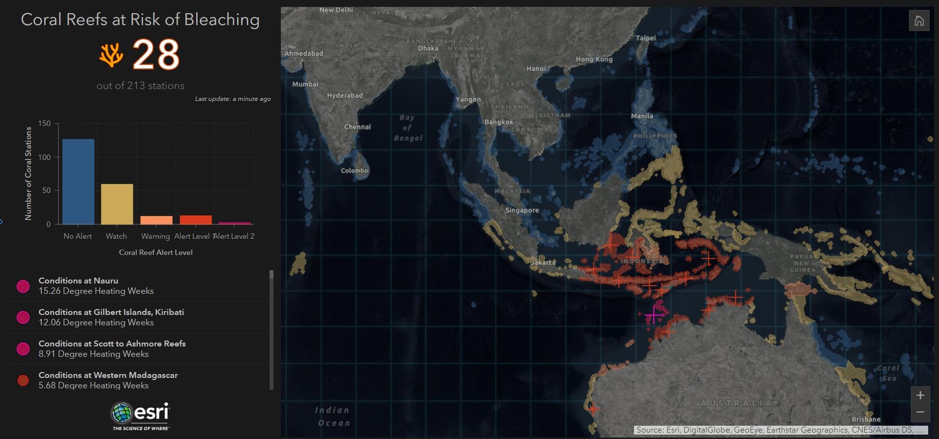 Coral Reefs at Risk of Bleaching dashboard