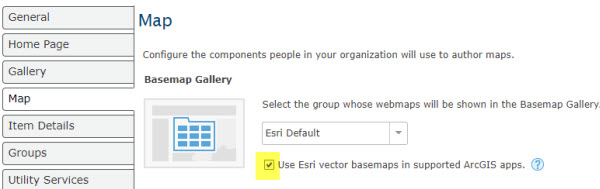 Default Esri Vector Basemap Gallery