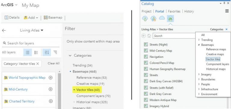 Finding Esri Vector Basemaps from Living Atlas