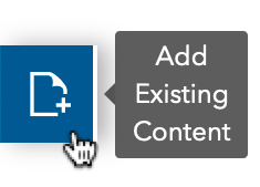 screenshot of add existing content button in the Hub content library screenshot of add existing content button in the Hub content library