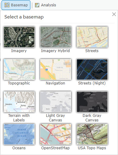 Select a basemap