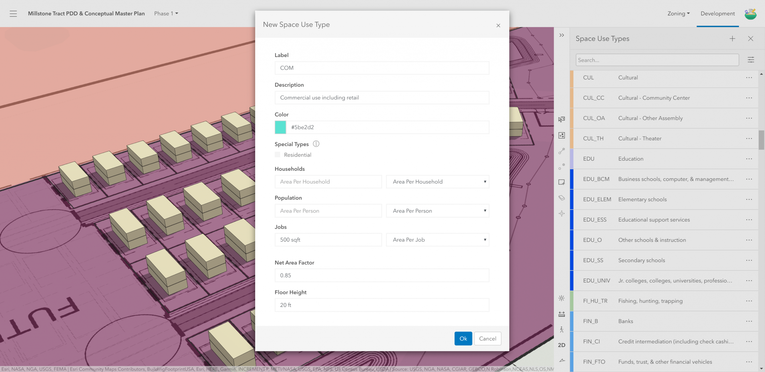 Add and edit plan-specific space use types.