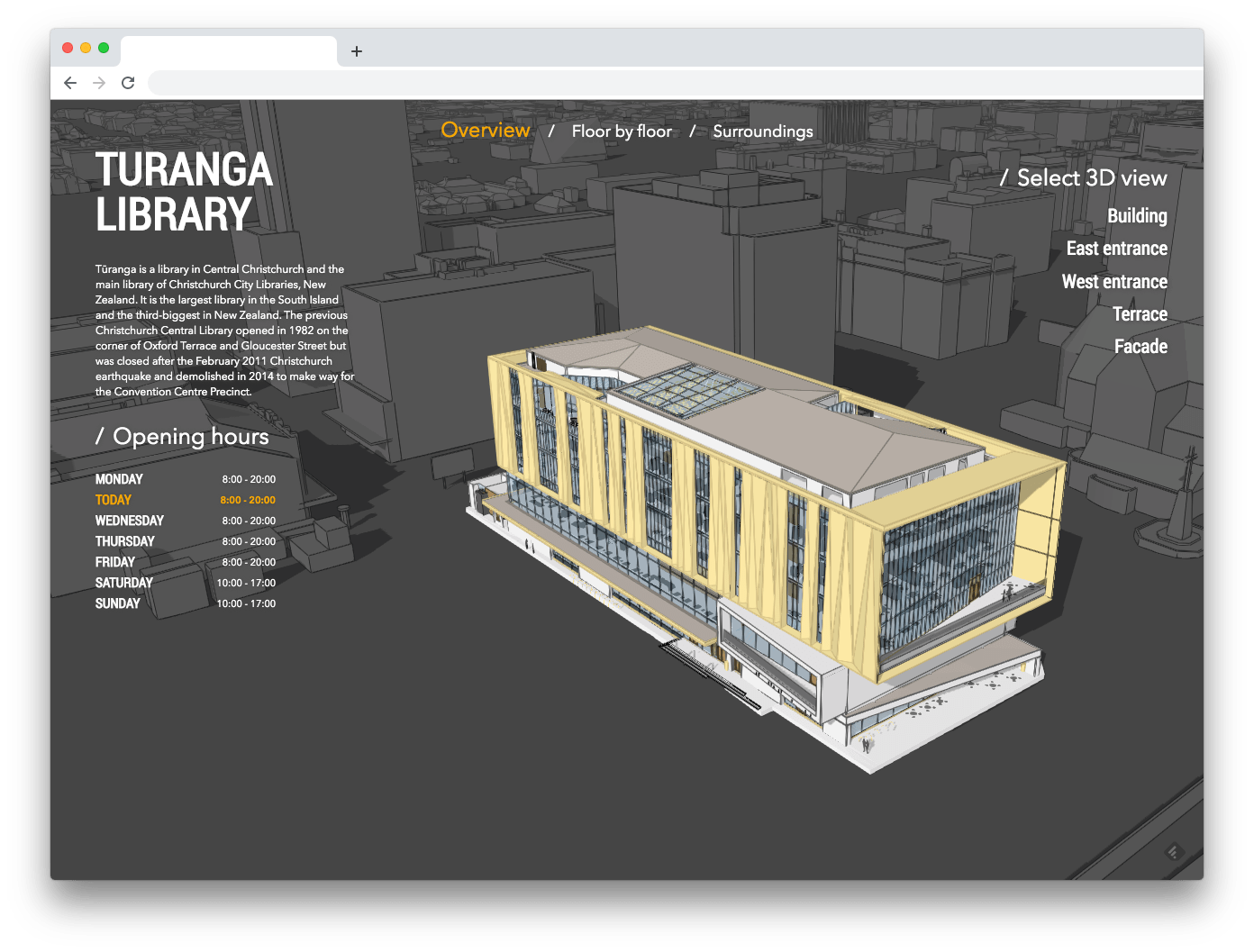 Building Viewer web site configured with Turanga Library building