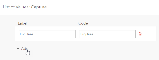 Add label/code pairs