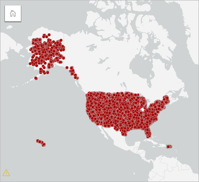 Locations of wildfires in the United States