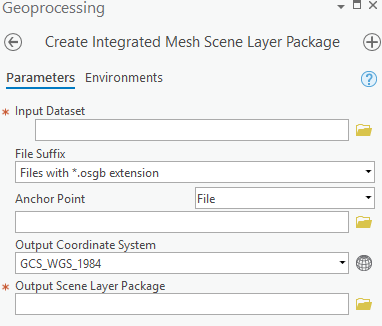 Create Integrated Mesh Scene Layer Package Tool