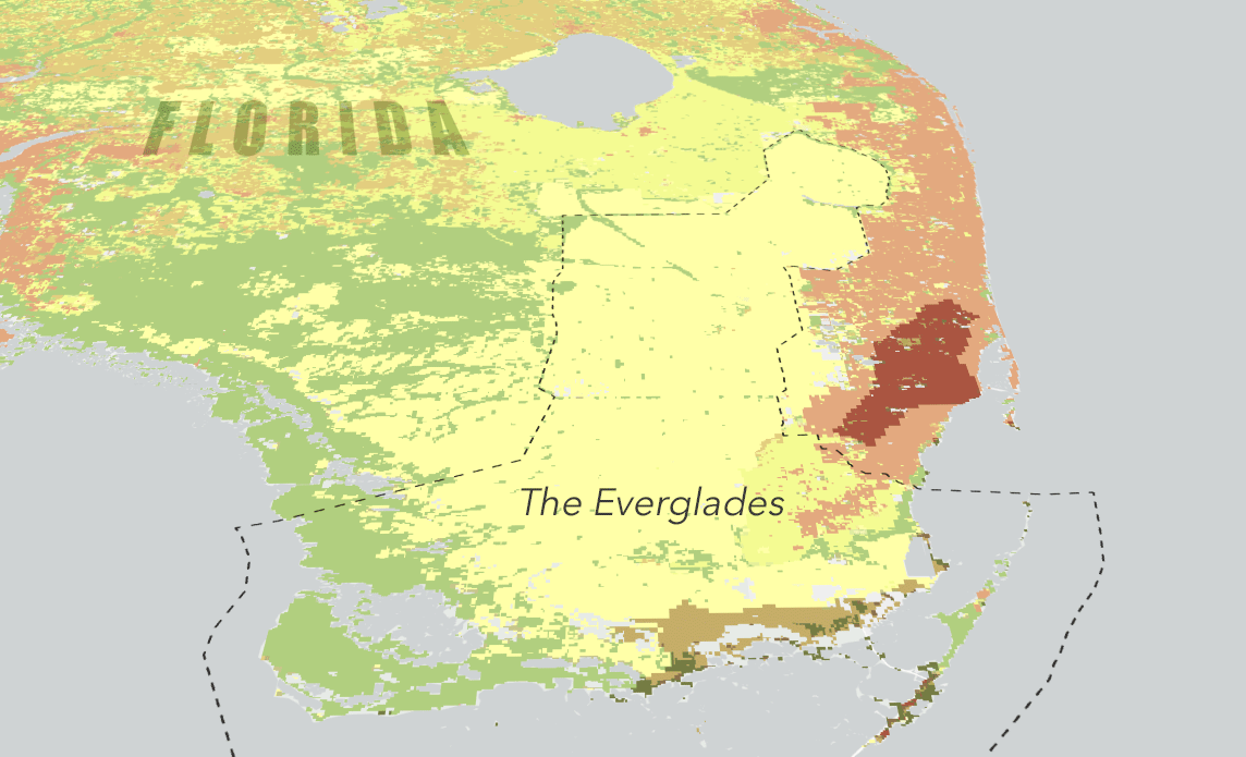 Ecosystem map and extent of the Florida Everglades