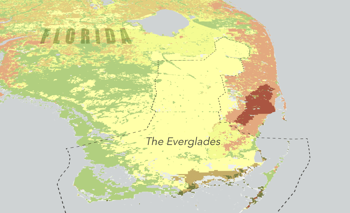 Ecosystem map and extent of the Florida Everglades Ecosystem map and extent of the Florida Everglades