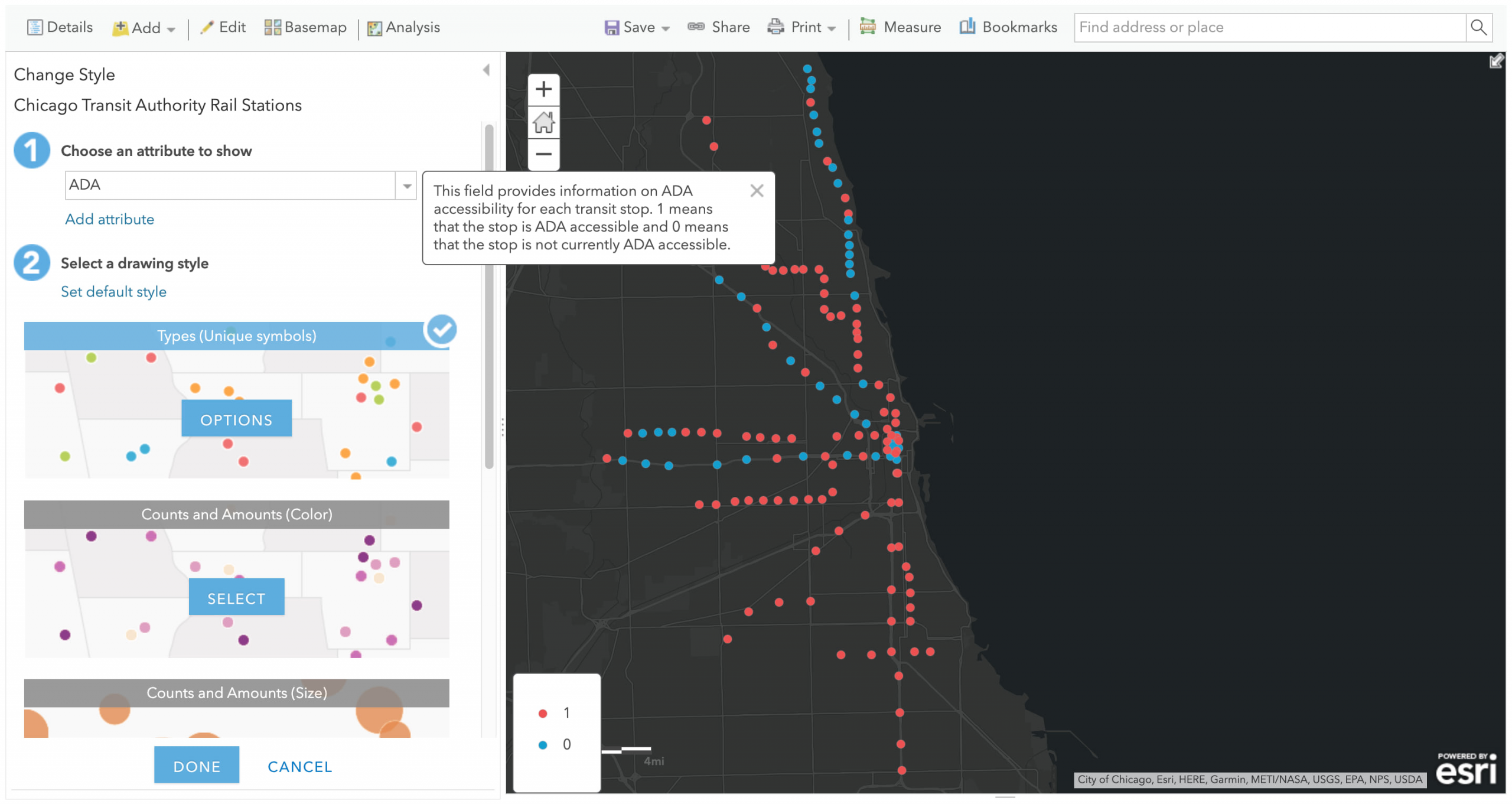A map that has been symbolized based on field type values. A map that has been symbolized based on field type values.
