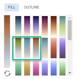 High-to-low color ramps available in ArcGIS Online with a green box around three: are gray-to-green, gray-to-blue, and gray-to-orange.