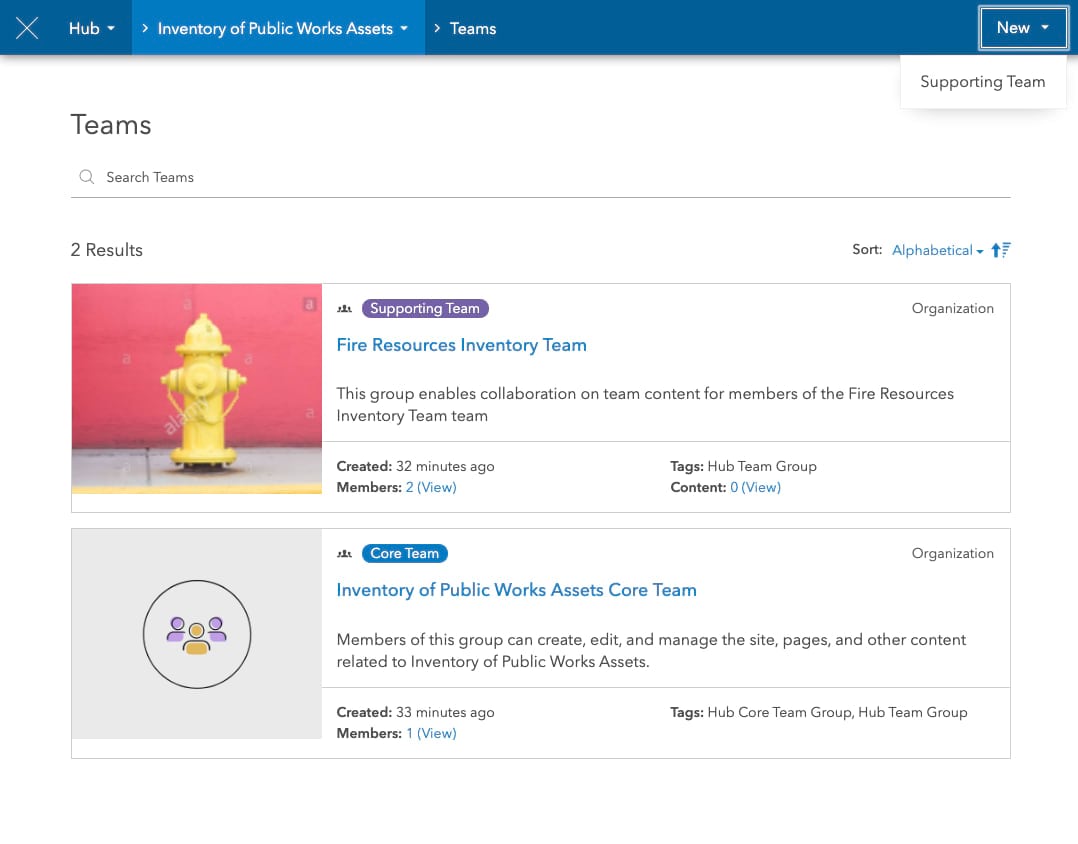 ArcGIS Hub supports Teams.